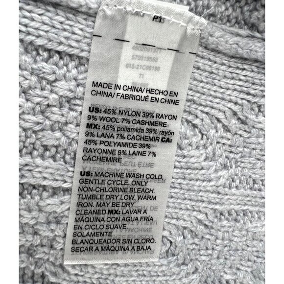 Chico's Cable Stitch Open Front Cardigan Sweater Gray Wool Cashmere Size 1 US M - Picture 9 of 14